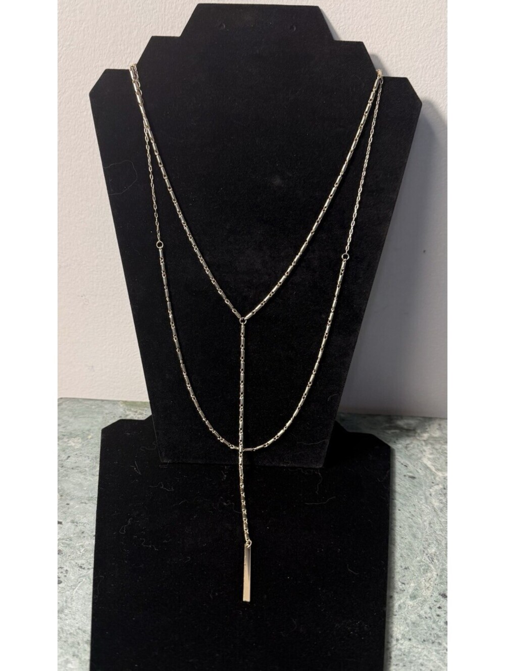 Two Chain Layered Necklace Long Style Gold In Color - Picture 2 of 8